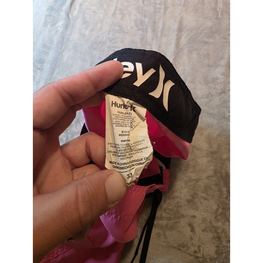 Hurley Mens Board Shorts Size 33 Pink Surf Swim Beach Logo Drawstring